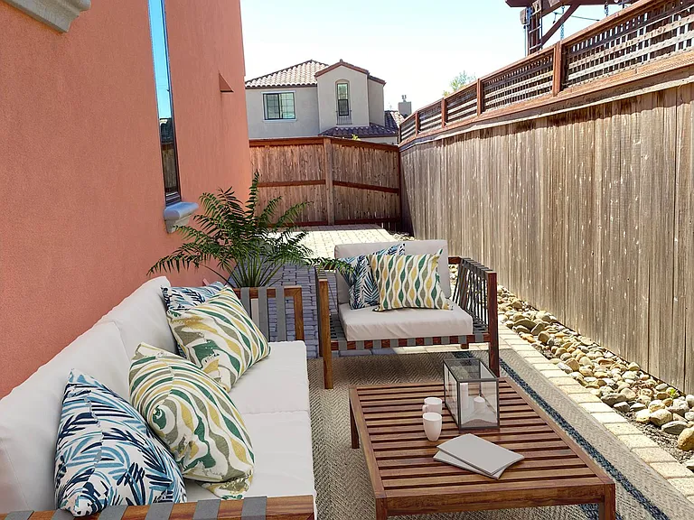 Low-maintenance outdoor living space ideal for entertaining or enjoying the California weather.