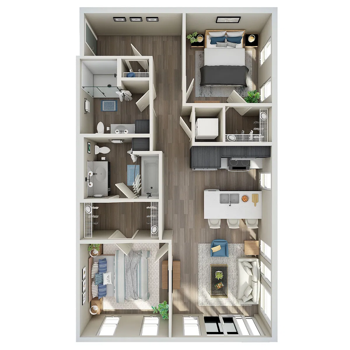 Floor plan 2 Bed, 2 Bath - D