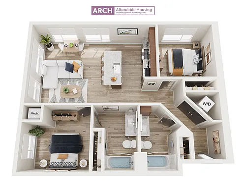Floor plan B15 Affordable Two Bedroom