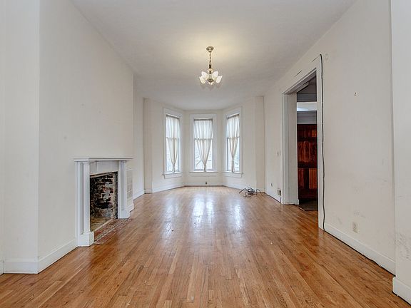 view towards 4 story Bay front  window
