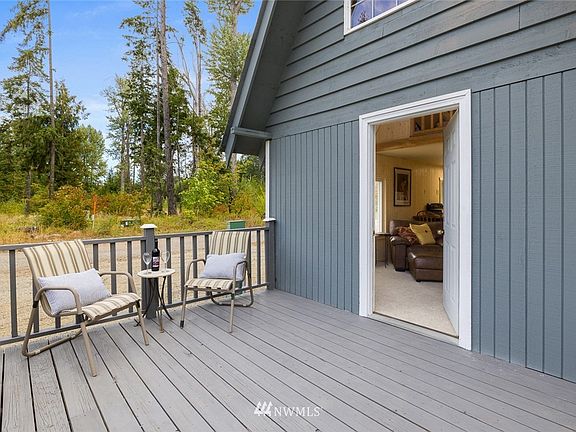 Large deck on front of cabin.