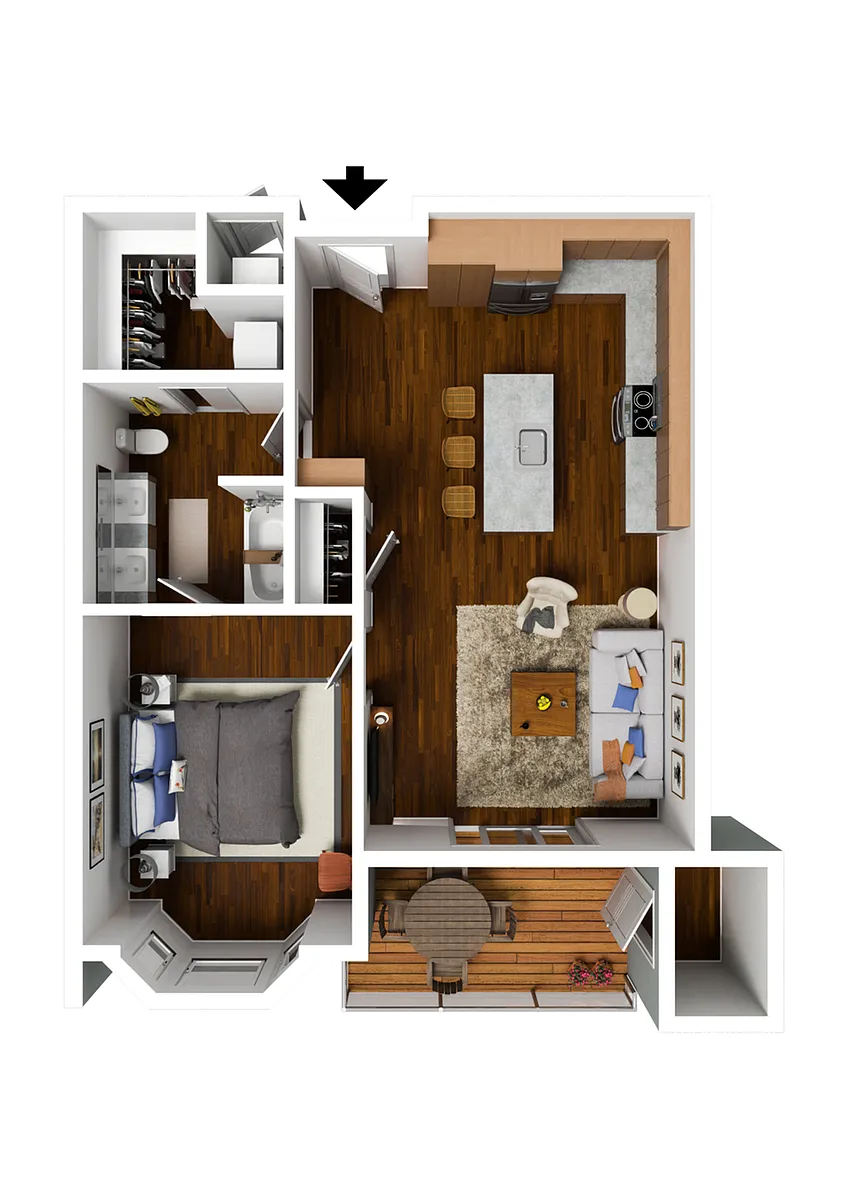 Floor plan 1 Bedroom C Premium