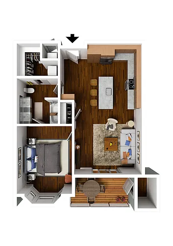 Floor plan 1 Bedroom C Premium
