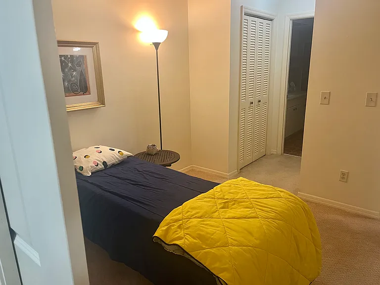 Master bedroom with master bathroom and two closets.