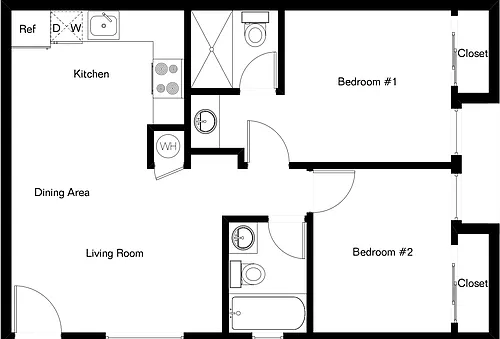 Floor plan 2 Bed 2 Bath