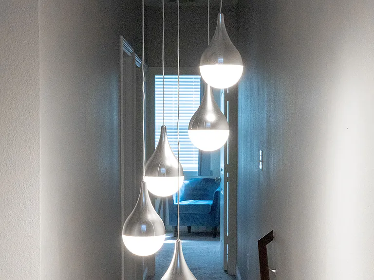 Art deco lighting in the hallway.