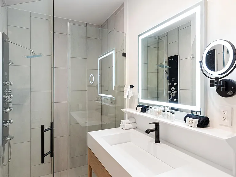 LED lit vanity mirrors.