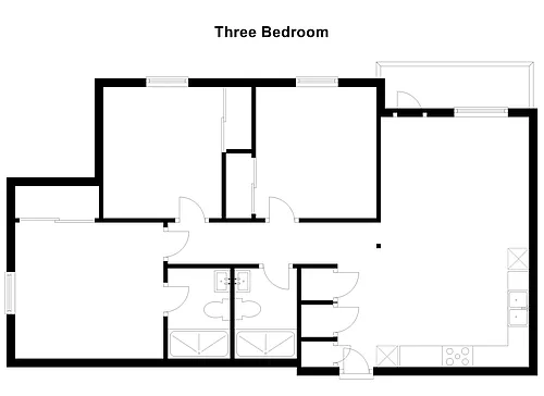 Floor plan Three Bedroom - Two Bath