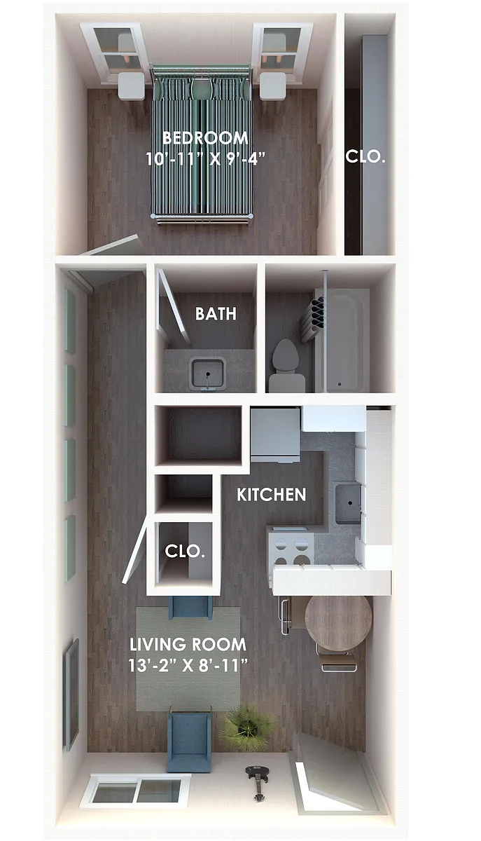 Floor plan One Bed - One Bath