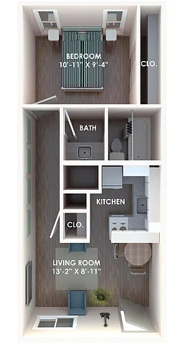 Floor plan One Bed - One Bath