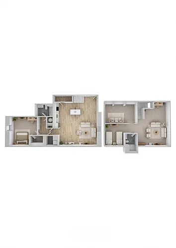 Floor plan 2 Bed 2 Bath Loft w/ Den