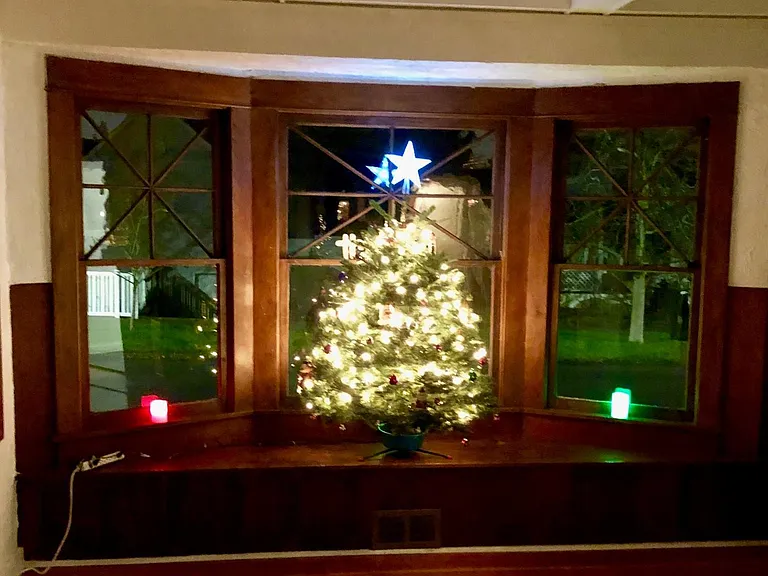Bay windows at Christmas time