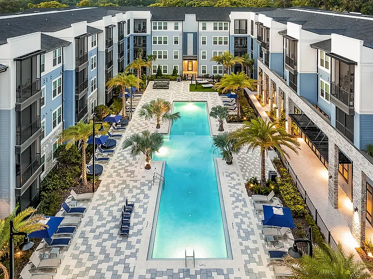 Pool, lounge area and courtyard