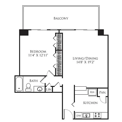 Floor plan 1 Bedroom Tower