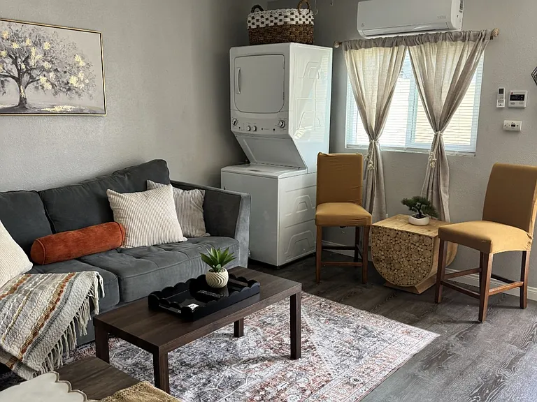 Living room and washer dryer
