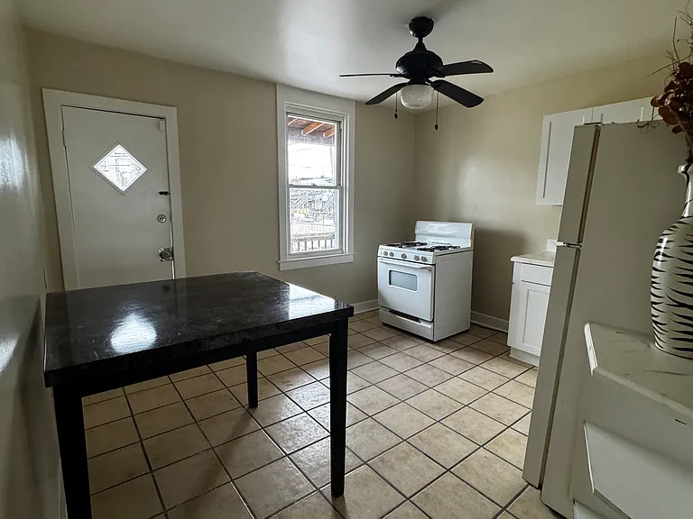 Kitchen vantage point is taken from the doorway.