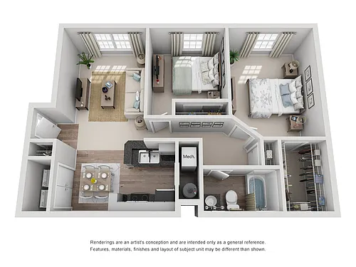 Floor plan Two Bedroom One Bath