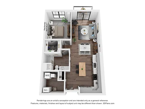Floor plan One Bedroom B2 - Riverfront