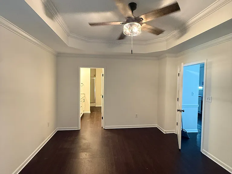 Looking into master bathroom