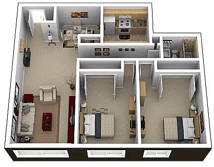 Floor plan 2 Bed 1 bath