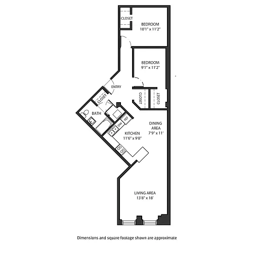Floor plan 2 Bedroom, 1 Bath