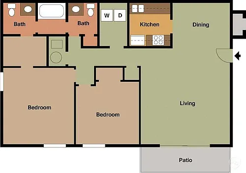Floor plan 2 Bed - 1.5 Bath