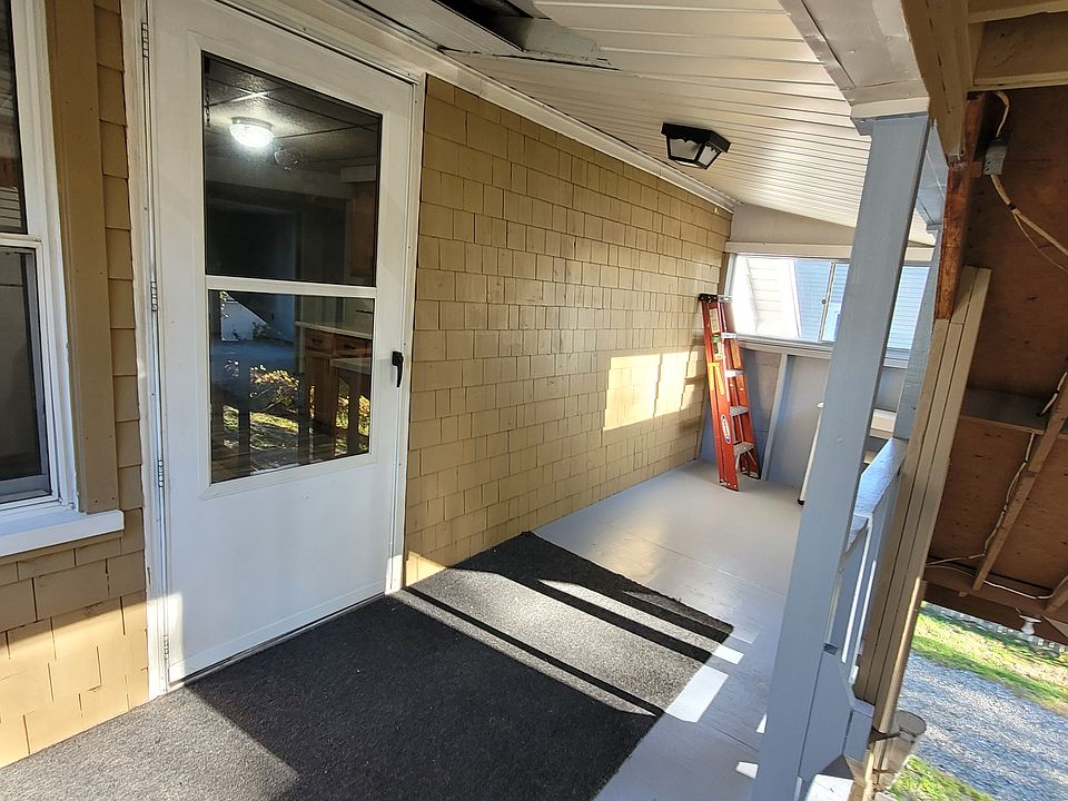 Apartment door. Covered porch