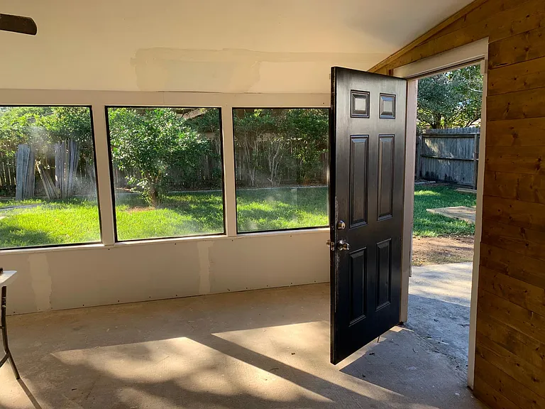 sunroom door to backyard