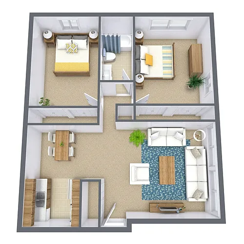 Floor plan Two Bedroom 21C