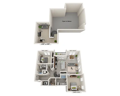 Floor plan Two Bedroom B2AL