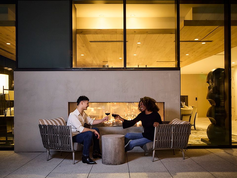 Outdoor fireplaces at One Cardinal Way