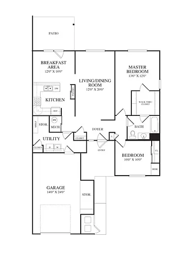 Floor plan 2 BR 1BA