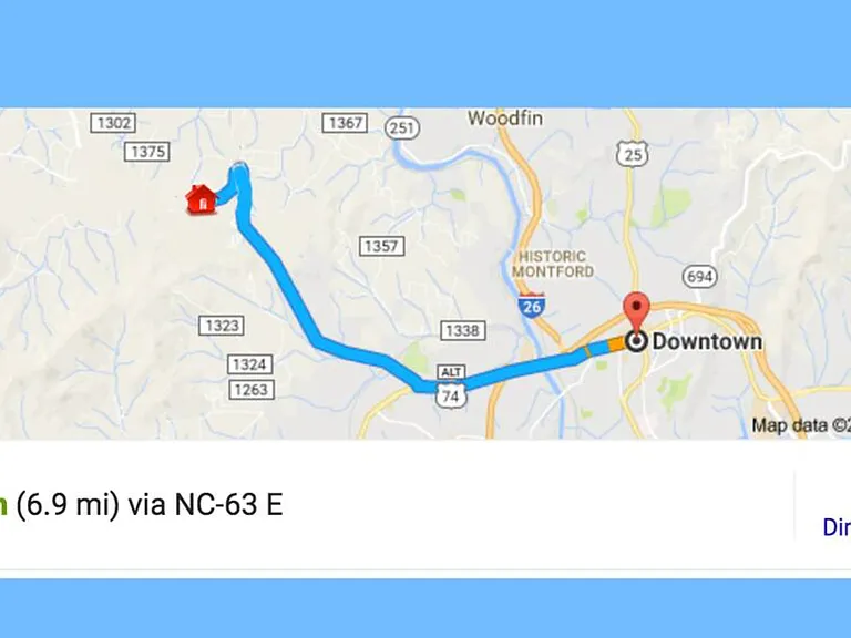 Distance to Asheville