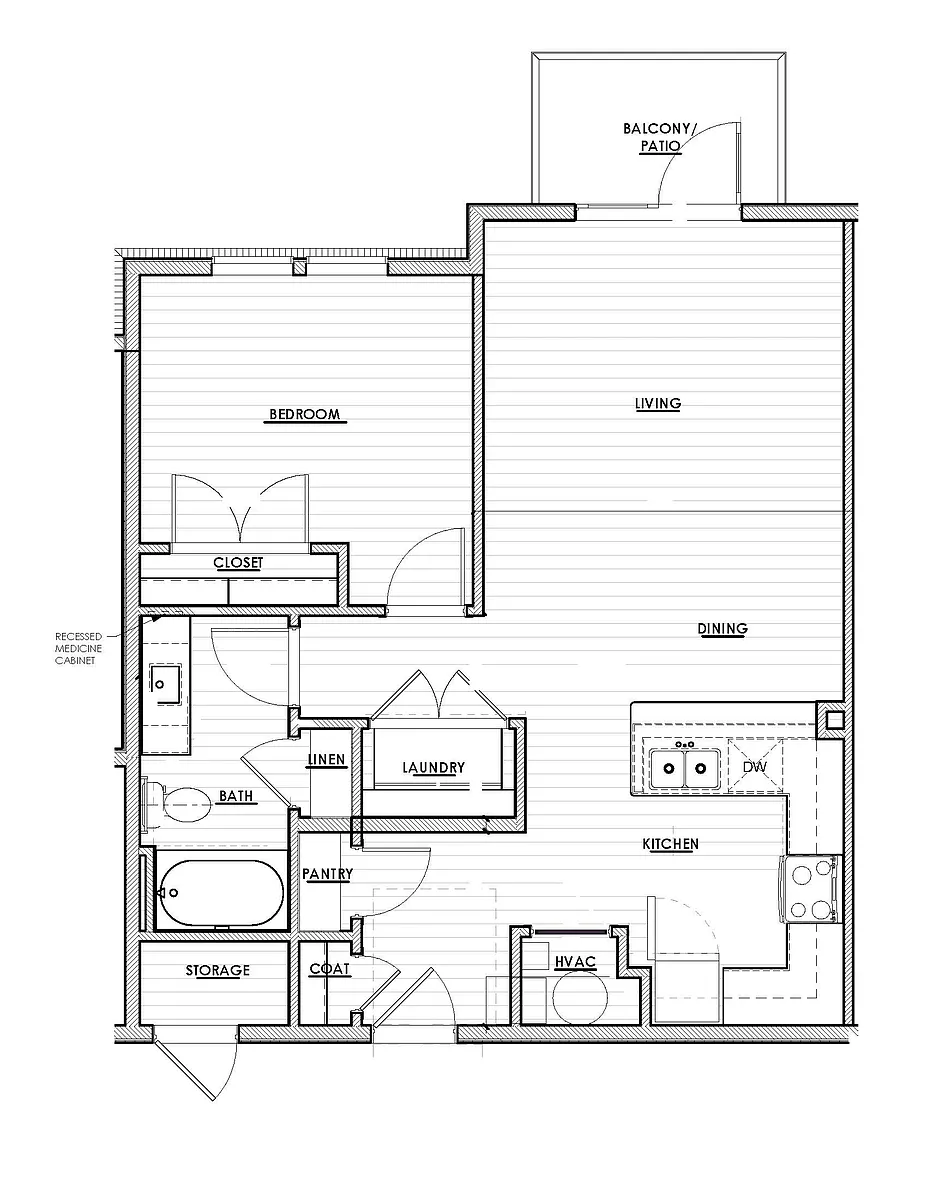 Floor plan One bedroom 60% PBV