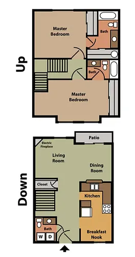 Floor plan 2Bed, 2.5Bath den TH