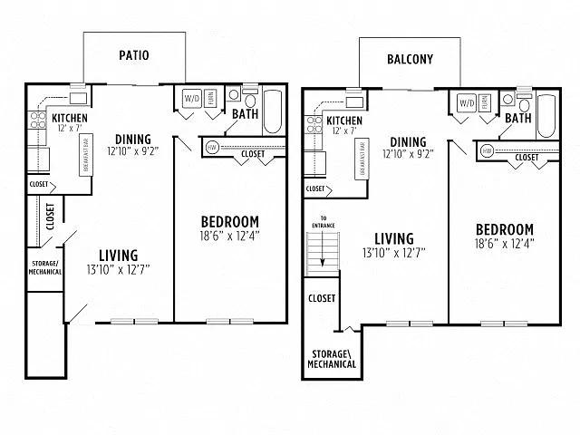 Floor plan 1 bedroom, 1 bath B