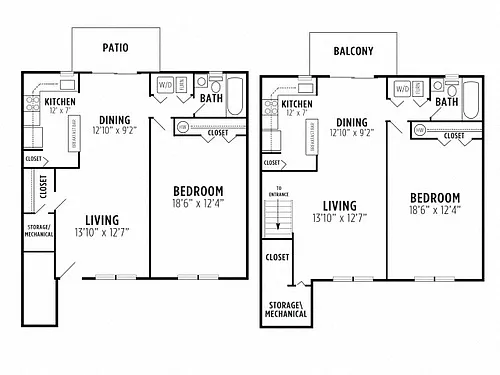 Floor plan 1 bedroom, 1 bath B