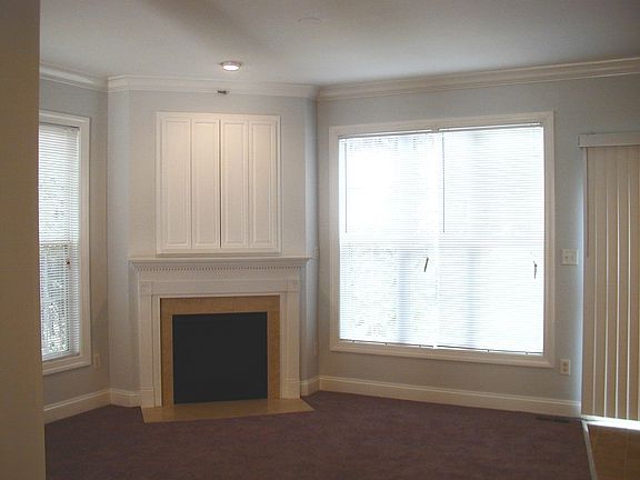 Gas fireplace with entertainment cabinet above