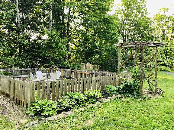 Fenced vegetable garden area