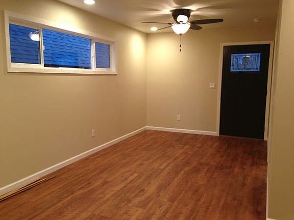 Main space with ceiling fan