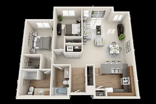 Floor plan Two Bedroom / Two Bath D