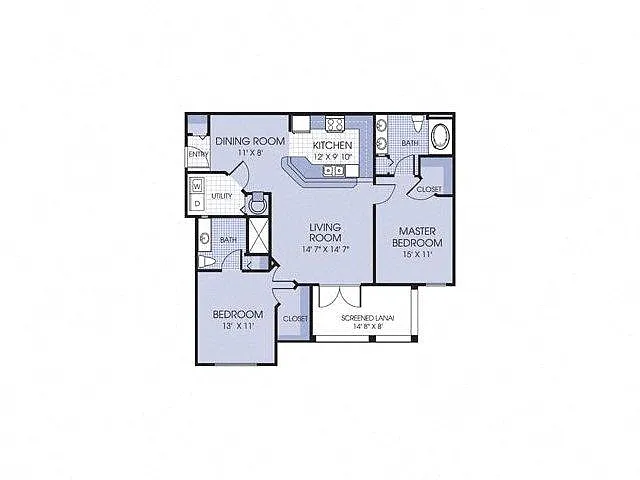 Floor plan South Hampton with Screened Lanai