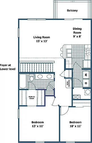 Floor plan Lakeside 2 Bedroom 2nd Floor