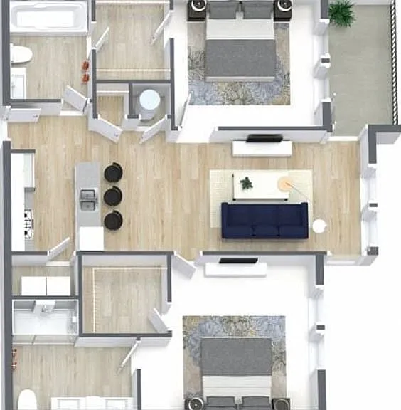 Sycamore _ two beds, two baths, and up to 1,020 sq ft. Sycamore _ two beds, two baths, and up to 1,020 sq ft.
