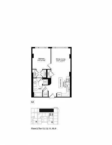 Floor plan ONE BEDROOM G2