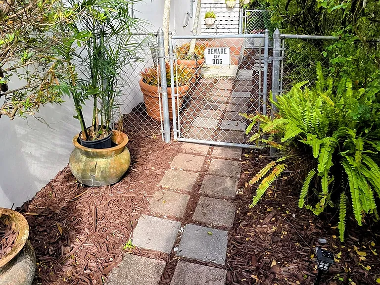 Private walkway to studio