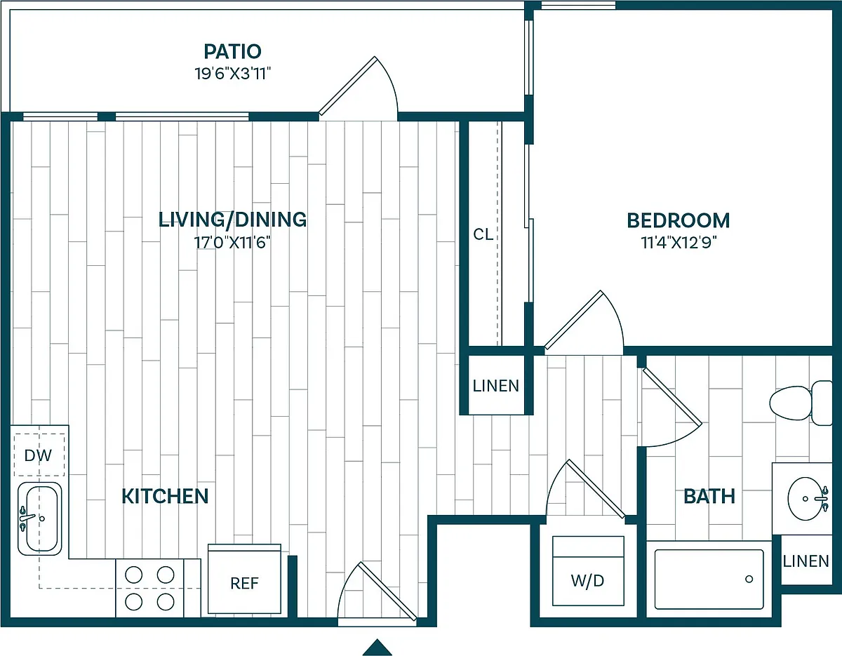 Floor plan 1 Bed/1 Bath-A2