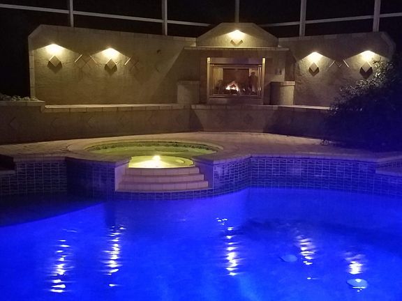 Pool with spa evening