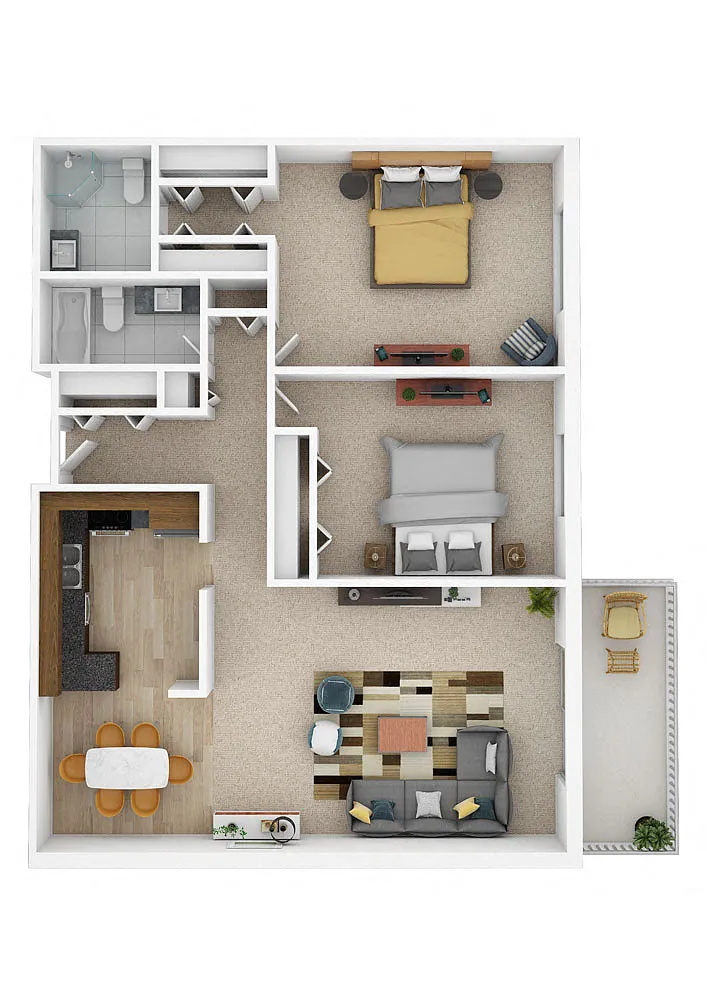 Floor plan Laurel West | Two Bed E