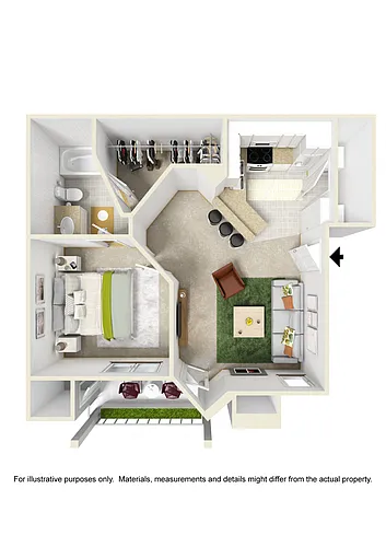 Floor plan 1Bedroom/1Bath